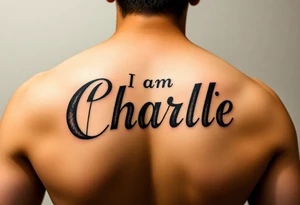 an artistic and reverent version of "I am Charlie" to honor the late great Charlie Kirk. Location is forearm. tattoo idea