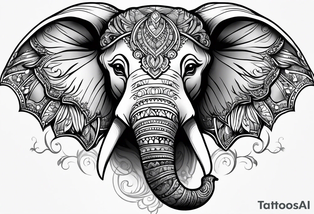 cute elephant with wings tattoo idea