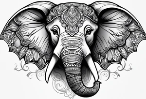 cute elephant with wings tattoo idea