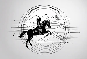 starts with a line then says the word “knight” in the middle and ends with a line at the end tattoo idea
