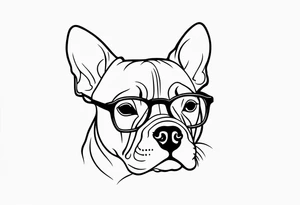 silhouette of french bull dog with glasses tattoo idea