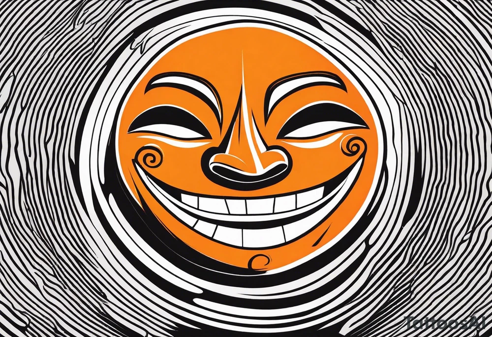 Laughing mask that is orange and black simplistic tattoo idea