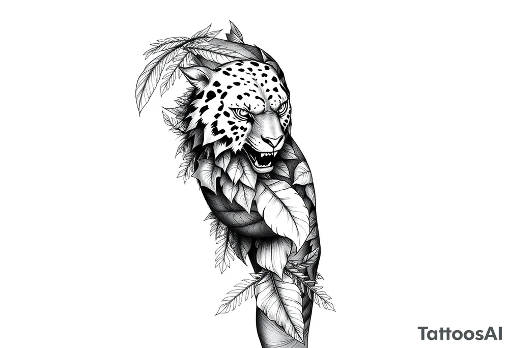 Idea for jungle tattoo to include a piece for my wife and child. tattoo idea