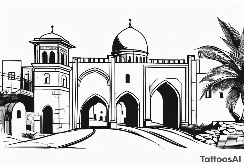 israel town gate vector tattoo idea