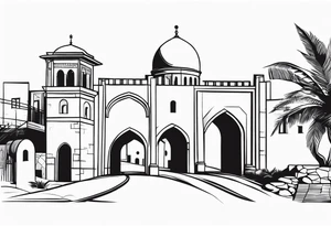 israel town gate vector tattoo idea