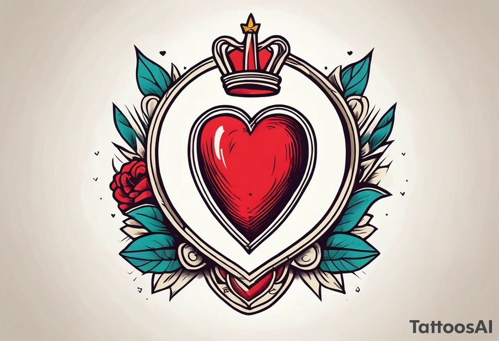 sacred heart vintage traditional tattoo simple sketch old school bold colors with banner tattoo idea