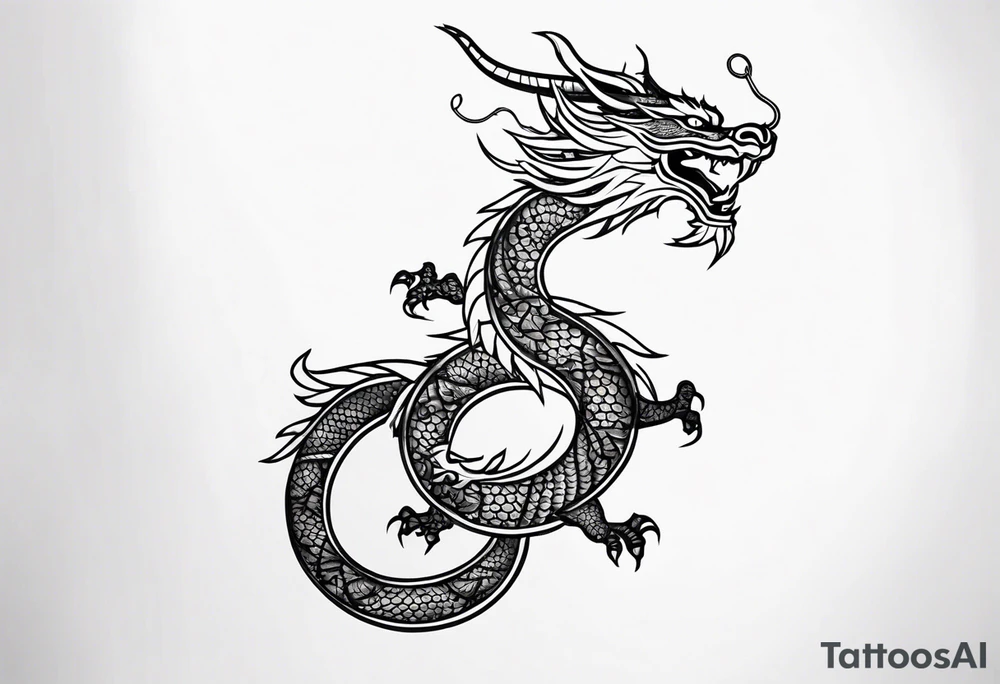 oriental dragon wrapped around narrow pole tattoo idea