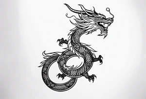 oriental dragon wrapped around narrow pole tattoo idea