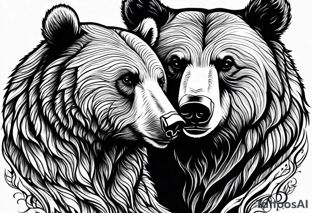 mother bear with cub facing each other looking at each other tattoo idea