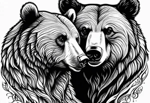 mother bear with cub facing each other looking at each other tattoo idea