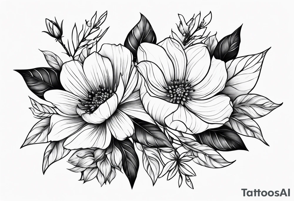 May, December and November Flowers tattoo idea