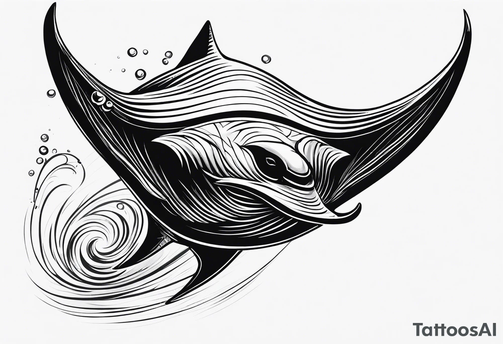 Cite manta ray swimming like flying tattoo idea