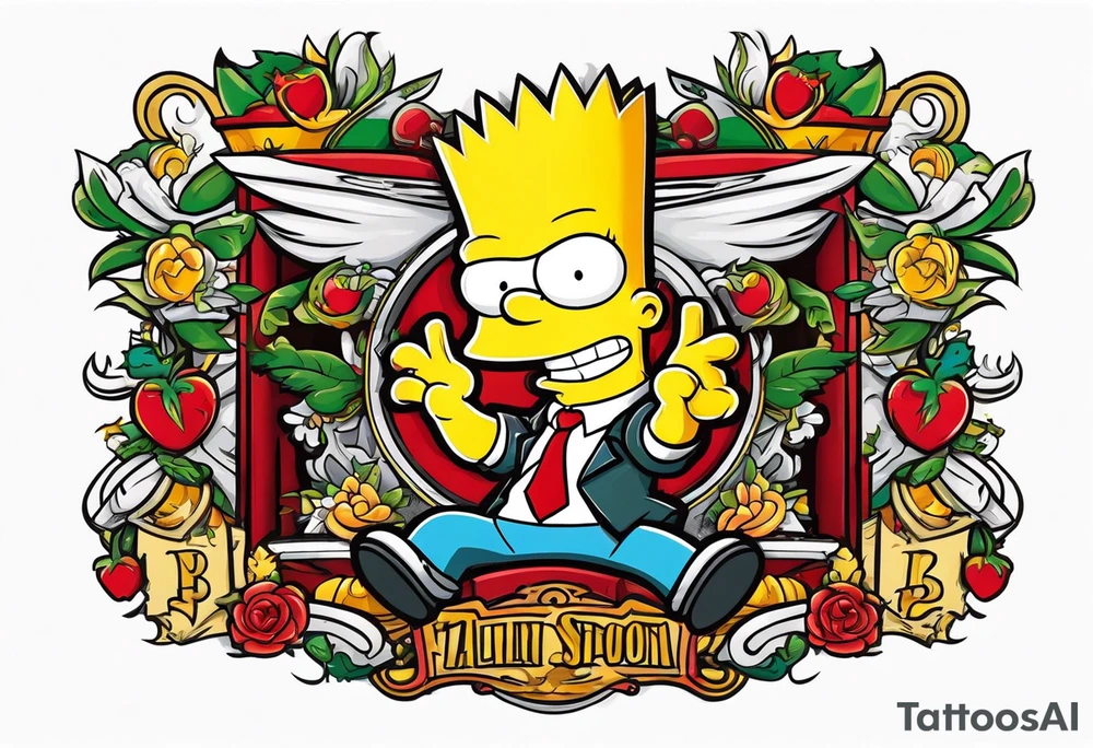 Bart simpson like italian mafia boss tattoo idea