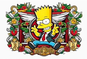 Bart simpson like italian mafia boss tattoo idea