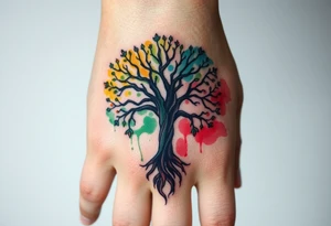 Tree of life half Jamaican colours half Irish colours tattoo idea