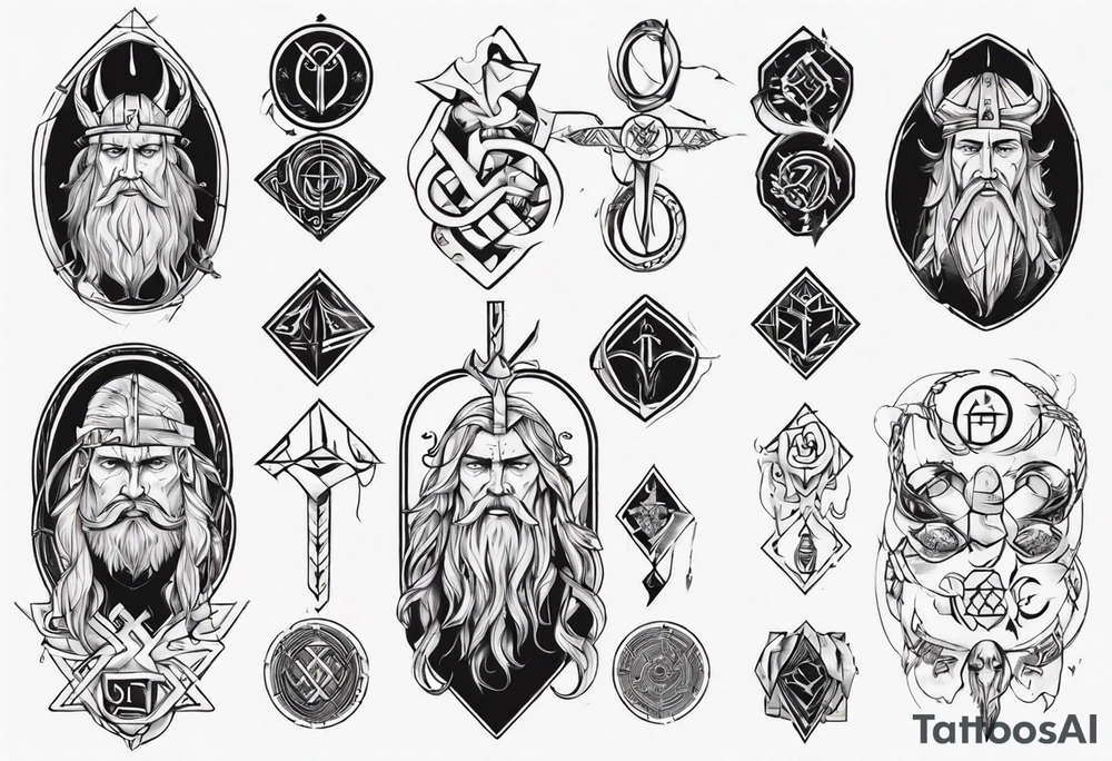 nordic god with rune tattoo idea