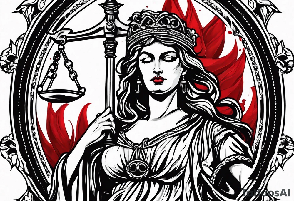 lady justice and blood tattoo idea