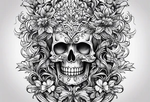 stone road leafy vines tattoo idea