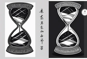 Kaizen Japanese, hour glass to show time is of the essence, veni vidi vici tattoo idea