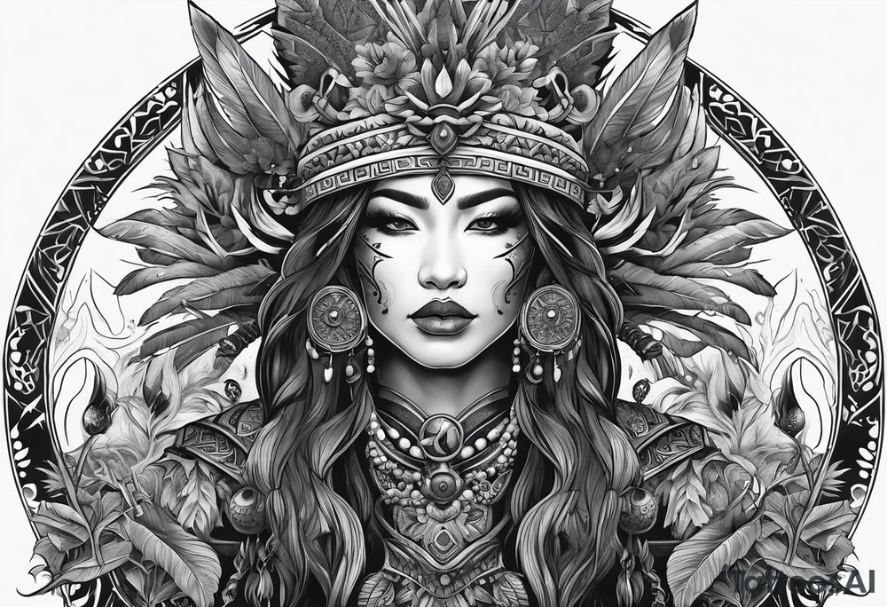 dark fantasy style shaman, witch doctor tattoo idea