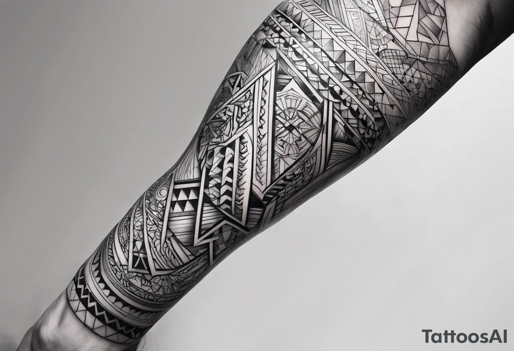 pattern geometric full male leg sleeve tattoo idea