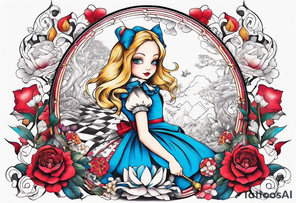 Alice in wonderland tattoo idea