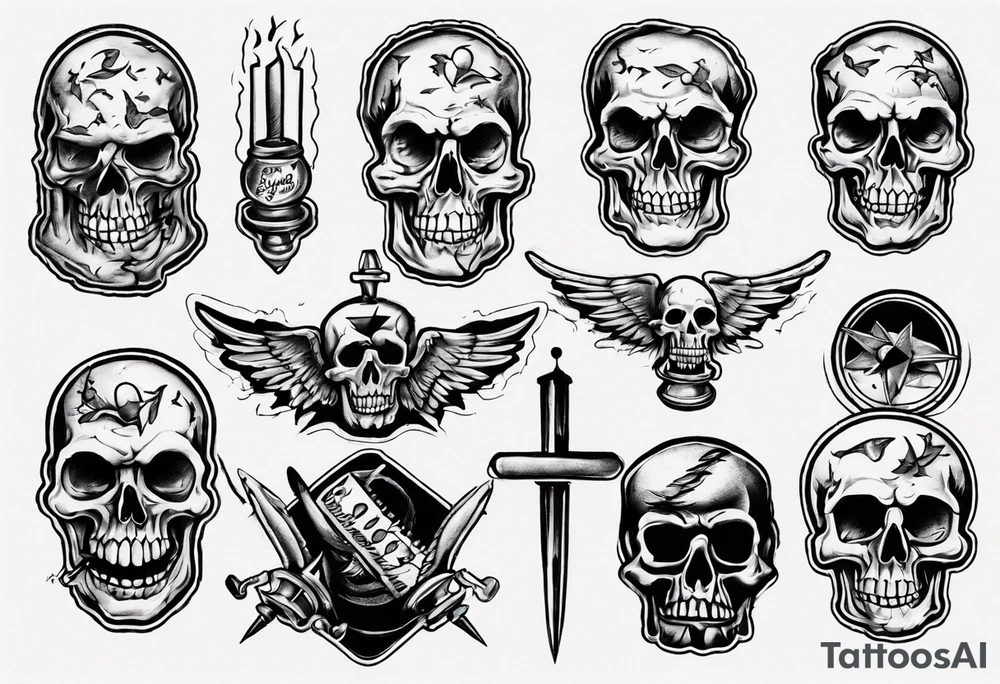 Old school without skulls in the style of Norman Collins tattoo idea