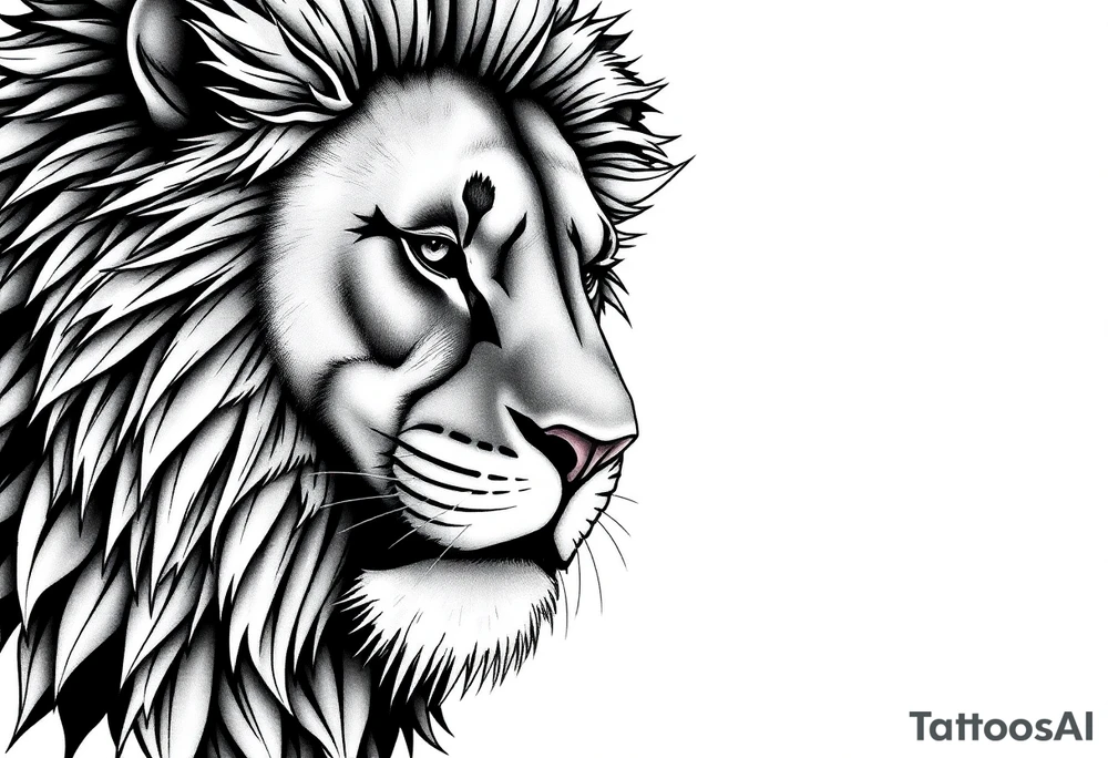 powerful majestic lion, close-up tattoo idea