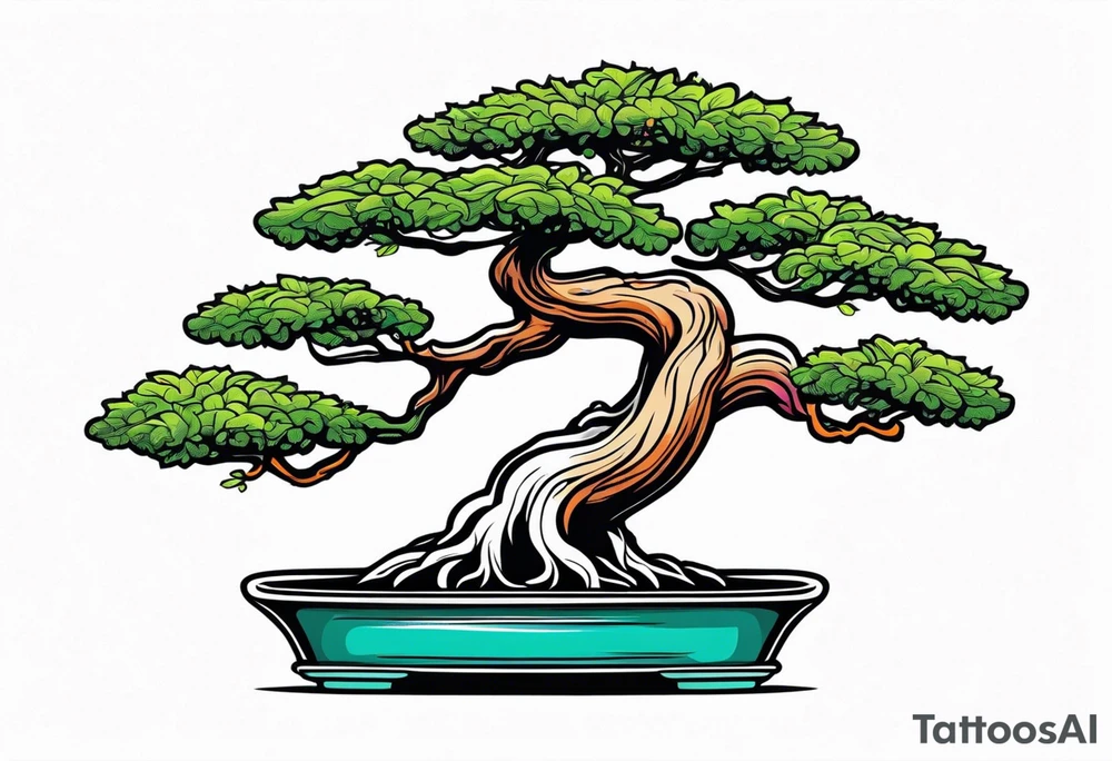 bonsai tree with one side that has more foliage than the other. Mean to fit under an arm on a rib cage. tattoo idea