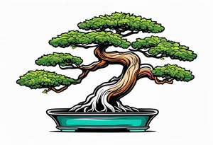 bonsai tree with one side that has more foliage than the other. Mean to fit under an arm on a rib cage. tattoo idea