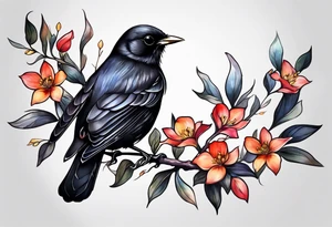 A black only blackbird with no extraneous details. Use the Beatles song blackbird as inspiration. tattoo idea