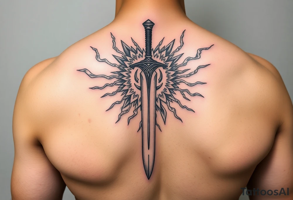 Cloud strife buster sword with materia surrounded by life stream tattoo idea