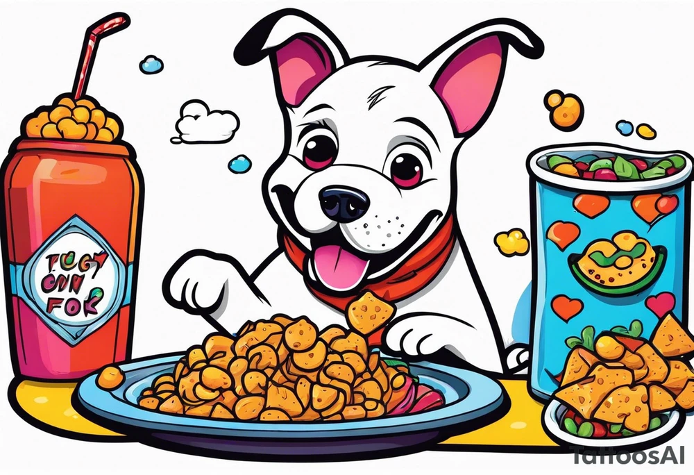 Dog eating food tattoo idea