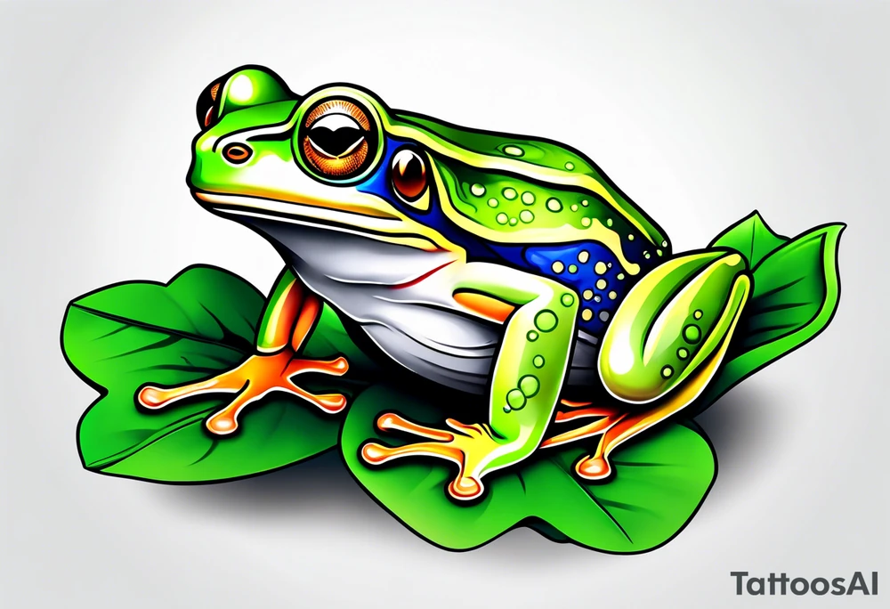 Tree frog in clover tattoo idea