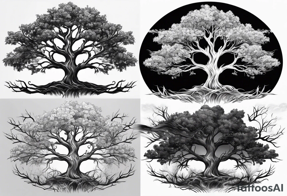 A tree progressing from death to life tattoo idea