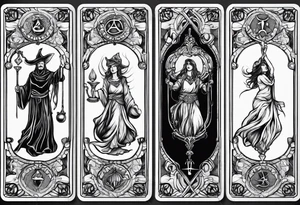 Neo traditional hanged man tarot tattoo idea