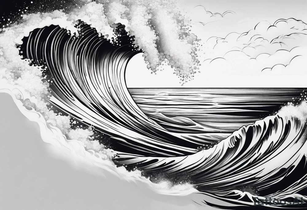 Waves sea beach sky for whole arm sleeve tattoo idea