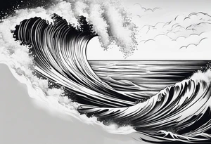 Waves sea beach sky for whole arm sleeve tattoo idea