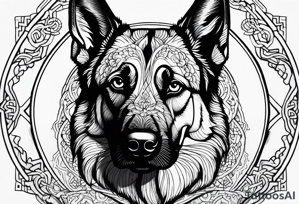 My German shepherd,showing connection, strength tattoo idea