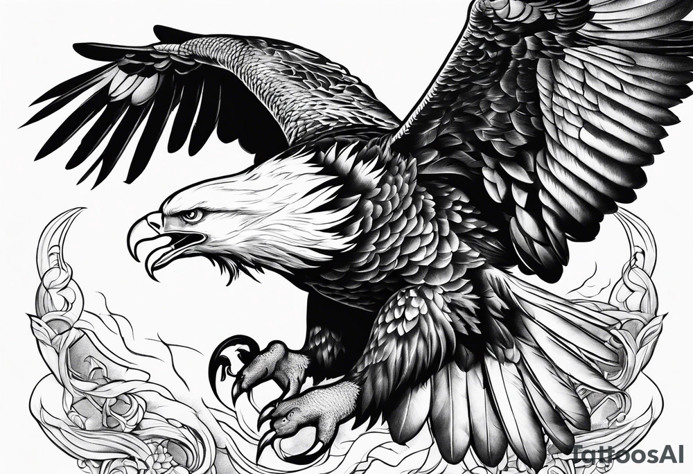 Eagle fighting with a snake it has clutched in its claws (placement on knee for a guy) tattoo idea