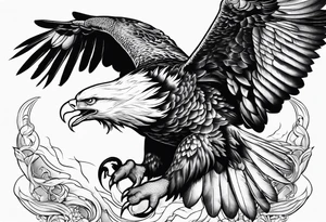 Eagle fighting with a snake it has clutched in its claws (placement on knee for a guy) tattoo idea