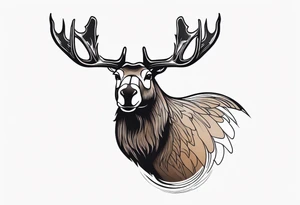 Canadian goose with moose antlers on its head tattoo idea