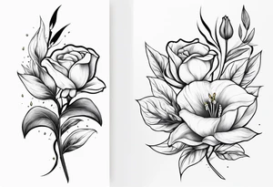 Olive branch, Cala lily and rose tattoo idea