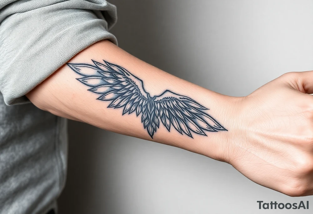 Forearm “gold” kintsugi wing tattoo idea