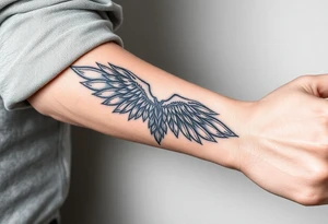 Forearm “gold” kintsugi wing tattoo idea