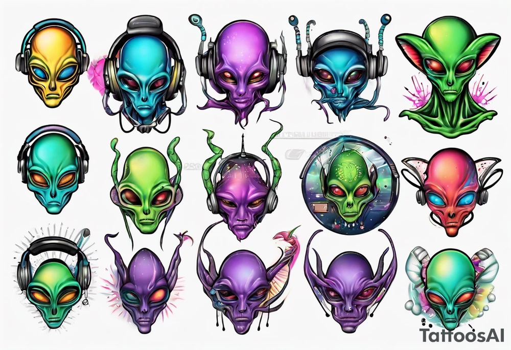 Alien DJ tattoo idea