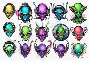 Alien DJ tattoo idea