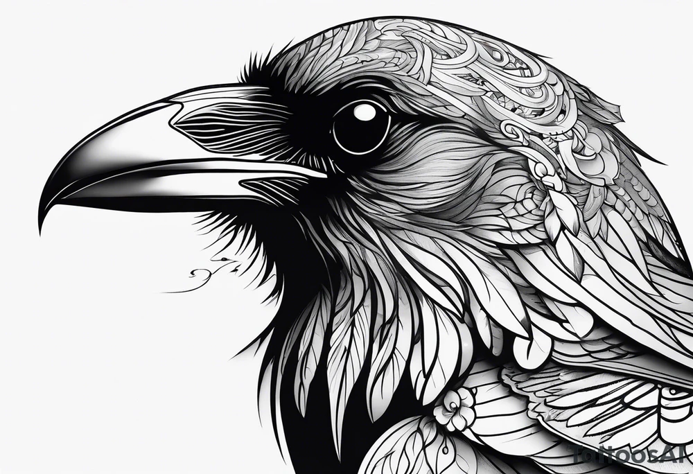 raven head tattoo idea