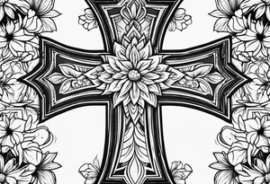 Cross, flowers tattoo idea