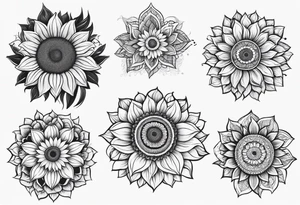 sunflower with leaves mandala tattoo idea